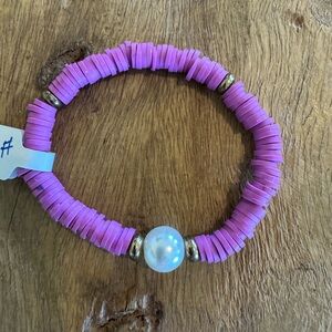 Purple Beaded Bracelet with Pearl Accent